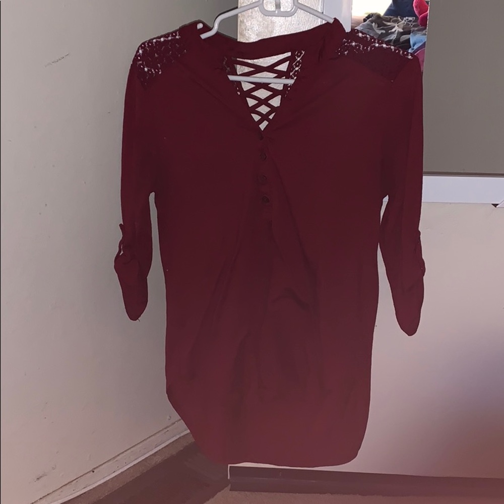 Burgundy Elbow casual blouse